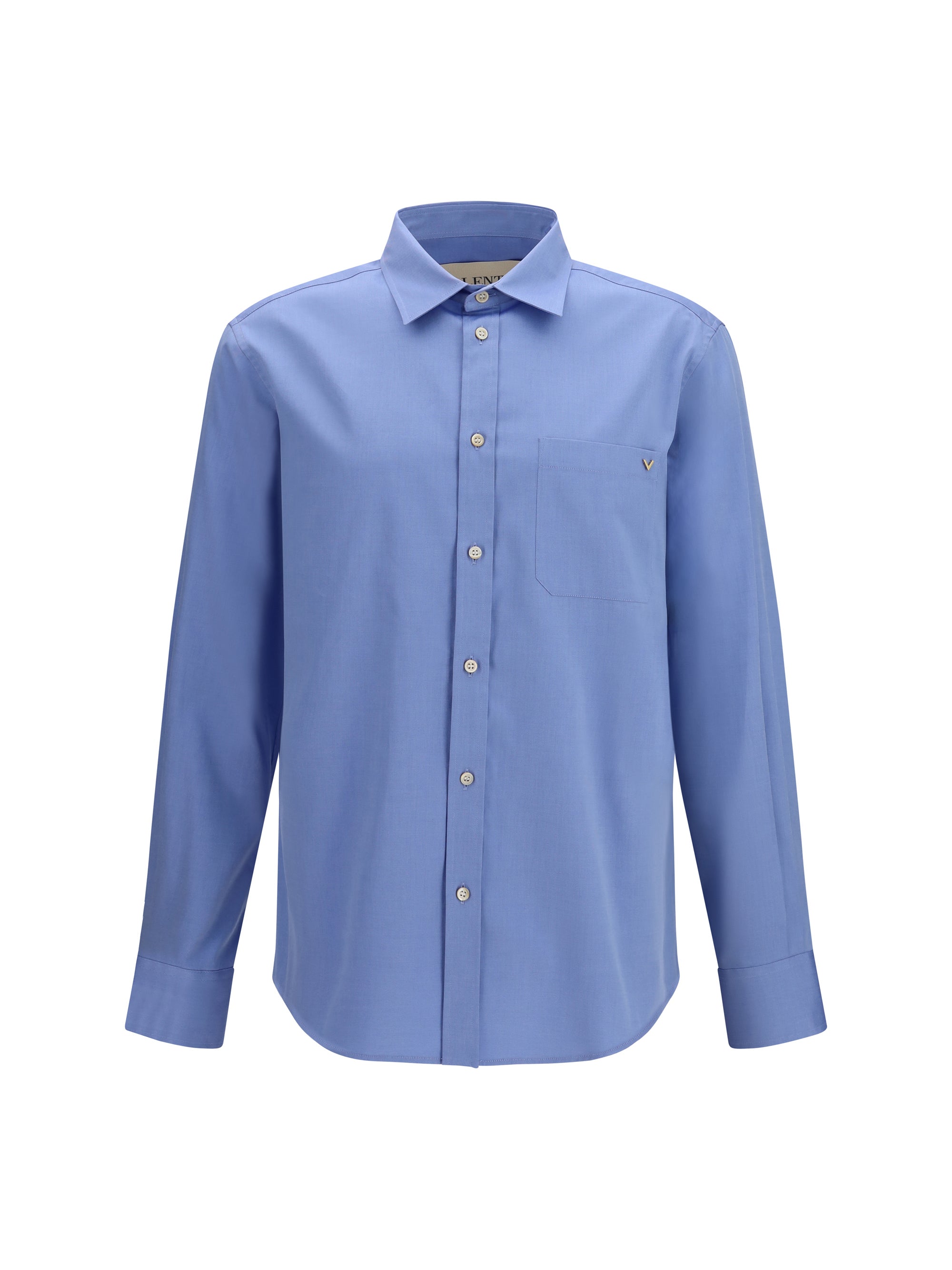 Valentino Lightweight Cotton Oxford with VGold Detail Shirt — Blue