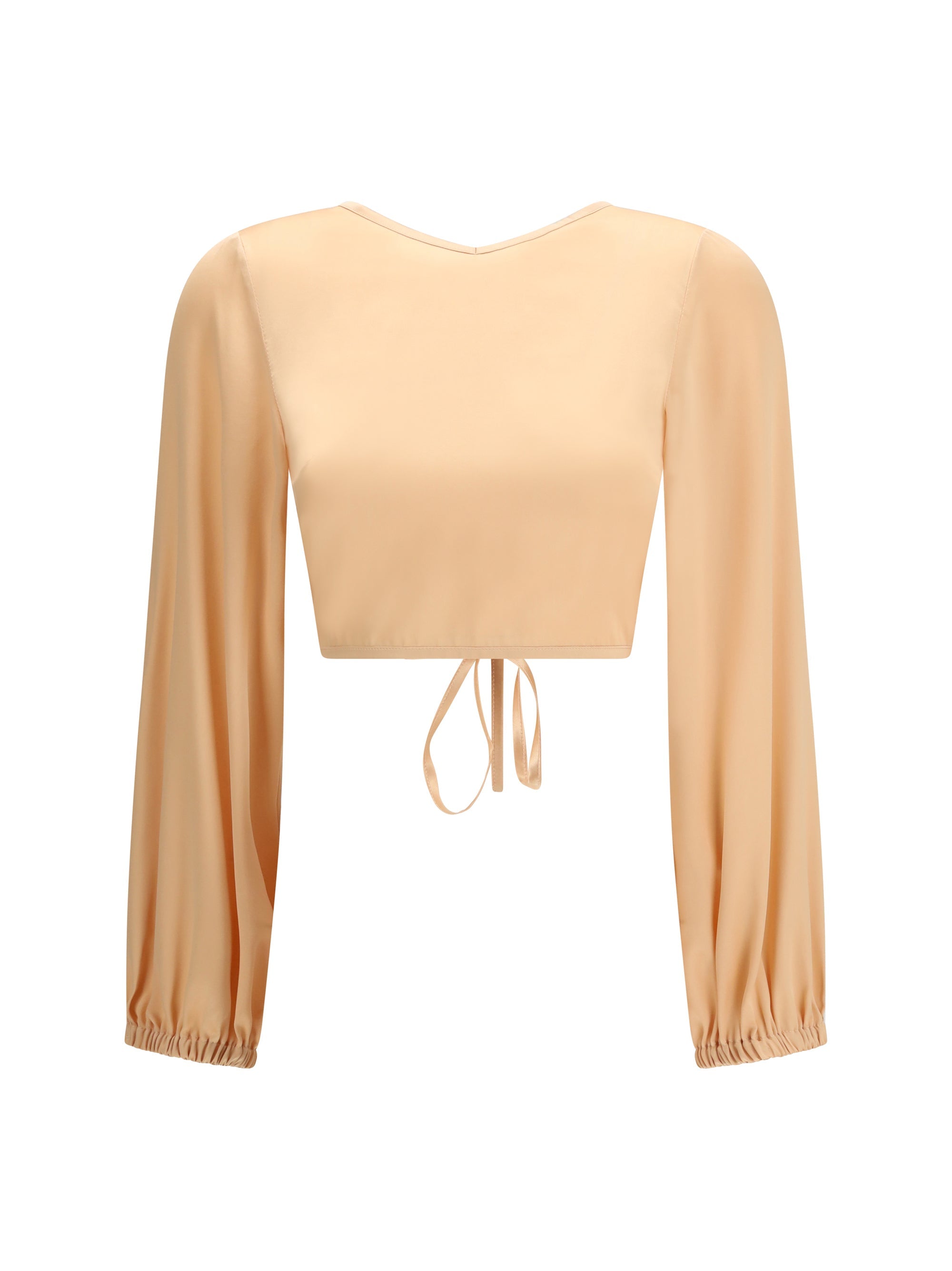 Kristina Ti Lace-Up Back V-Neck Blouse — Orange