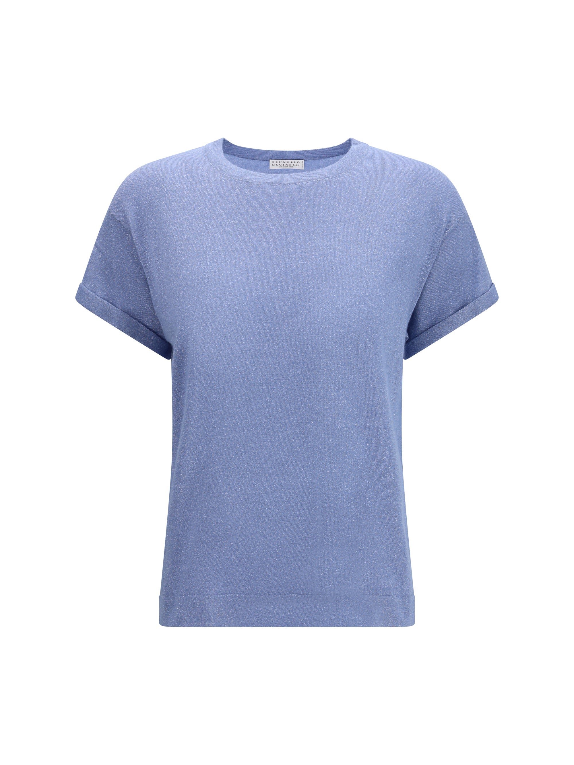 Brunello Cucinelli Cashmere Glitter T-Shirt — Blue