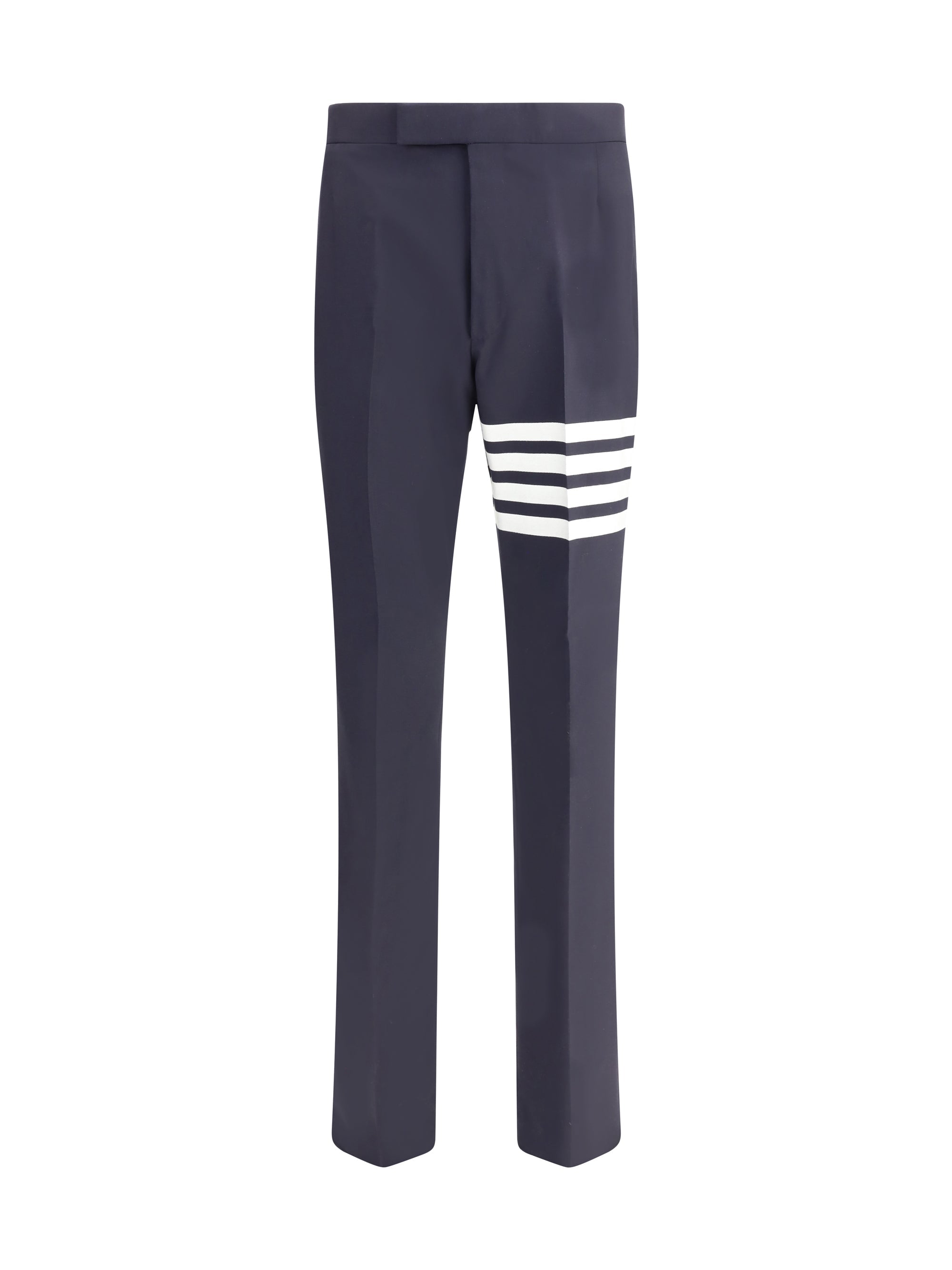 Thom Browne Wool with Signature Striped Bands Trousers — Navy