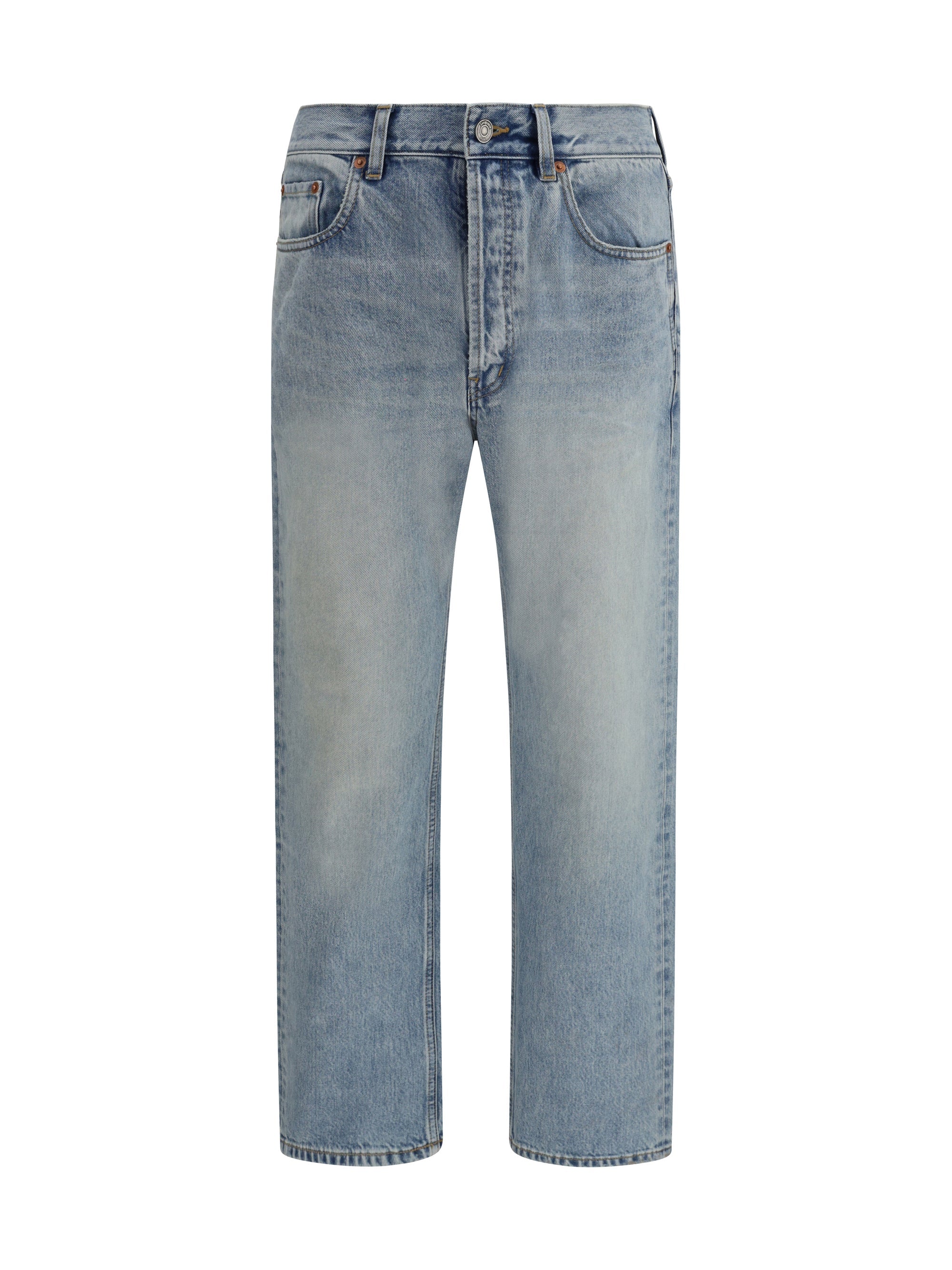 Saint Laurent Stonewashed Denim Jeans — Blue