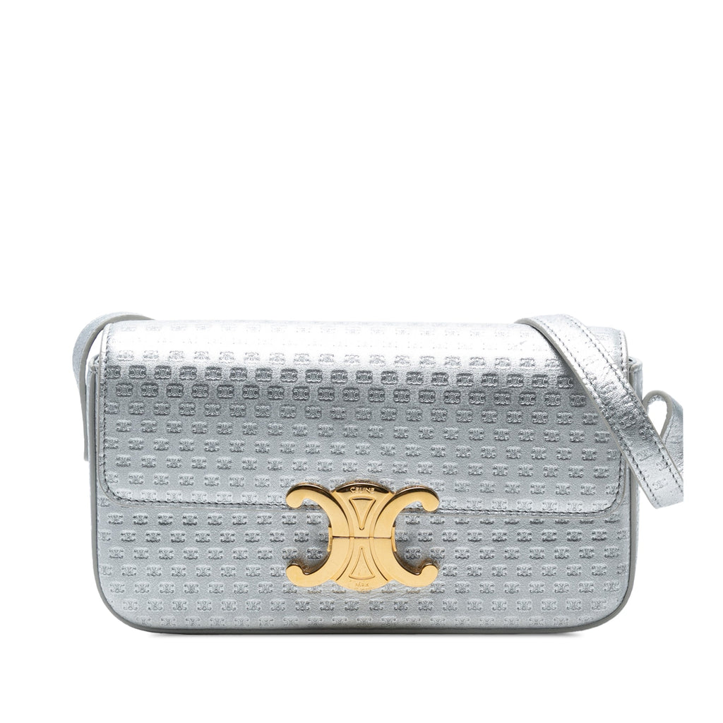 Triomphe All Over Laminated Calfskin Claude Shoulder Bag