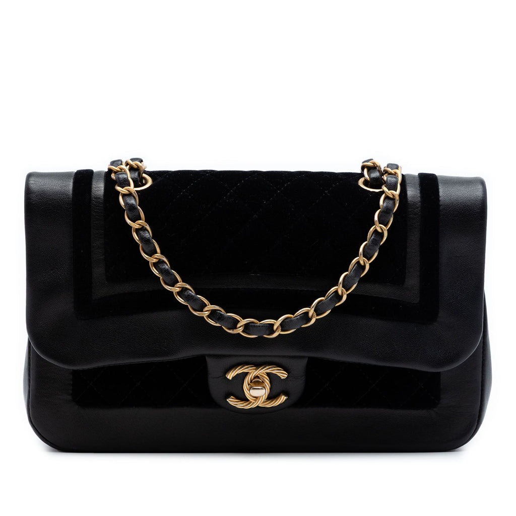 Paris Cosmopolite Medium Velvet and Metallic Lambskin Flap