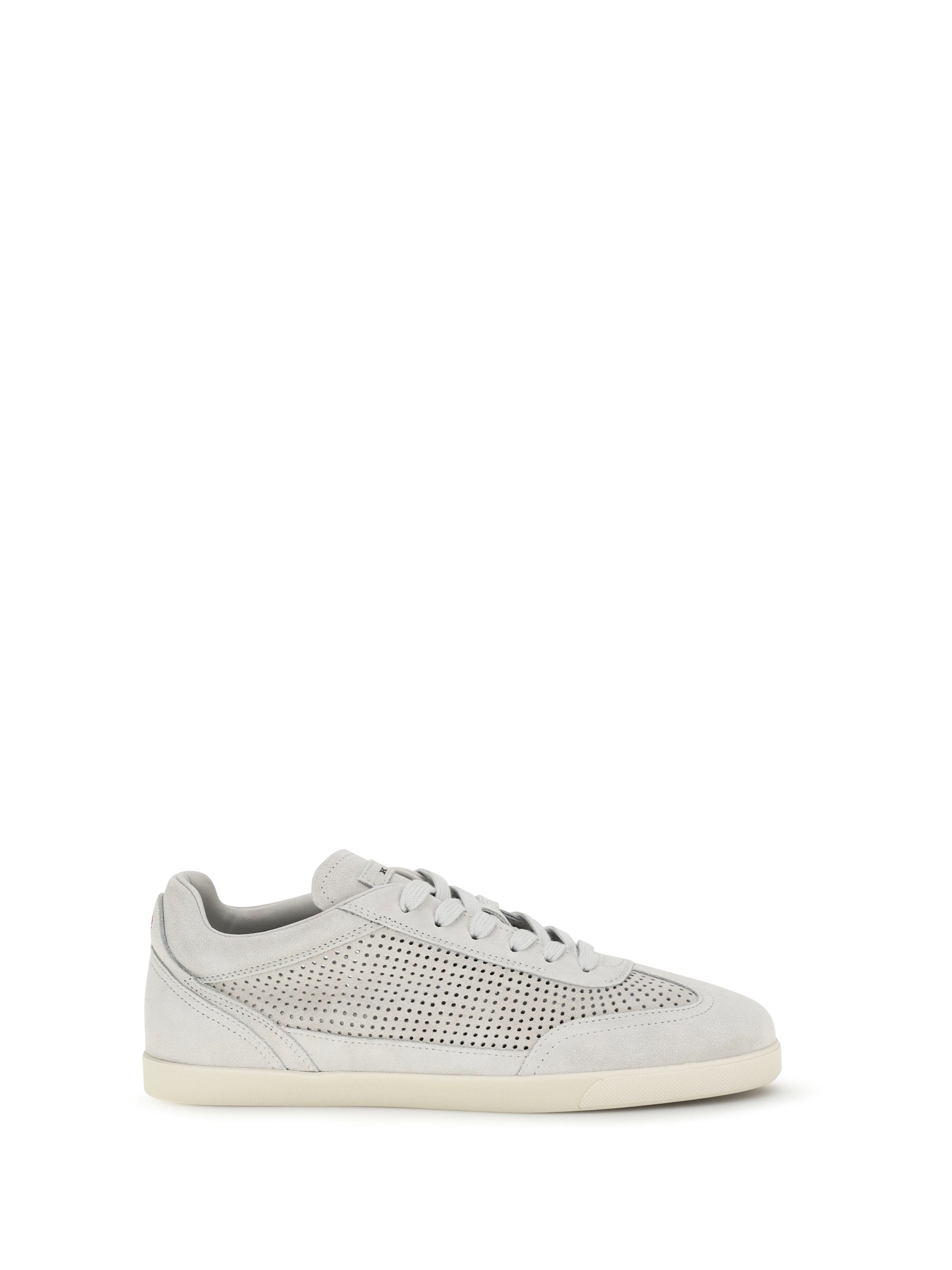 Kiton Perforated Suede Sneakers — White