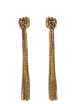 Gold Beaded Fringe Earrings By KYNAH, Luxury Indian Fashion & Bridal Wear