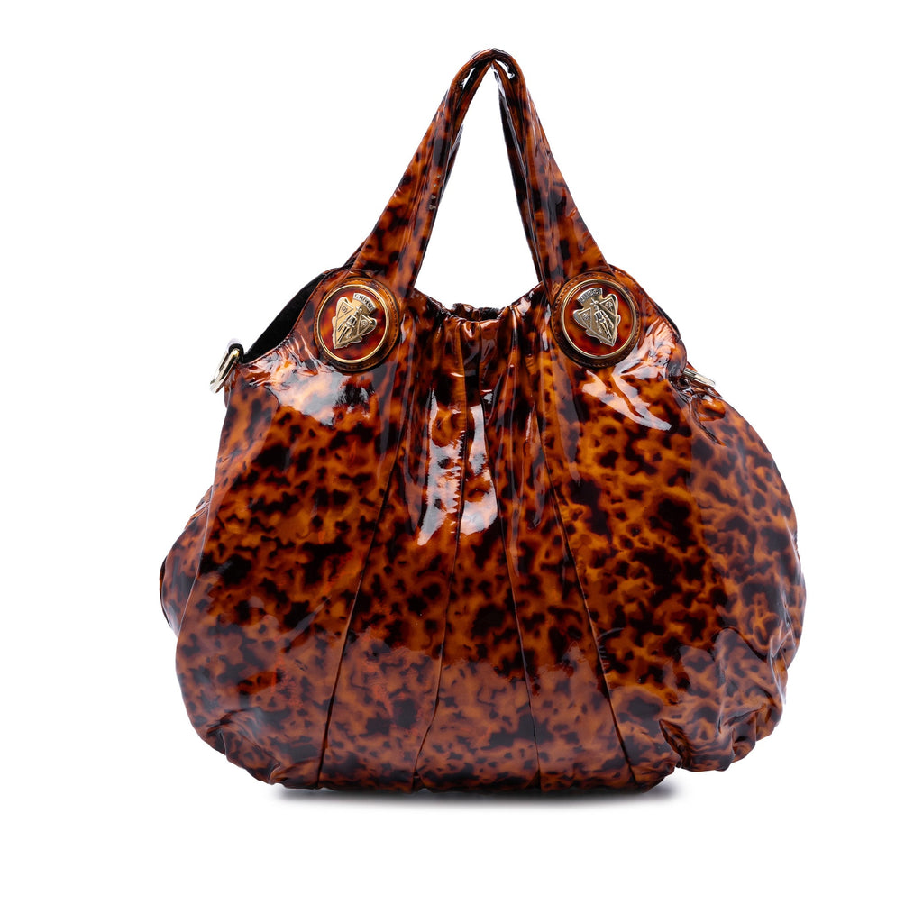Large Patent Tortoise Shell Hysteria Satchel