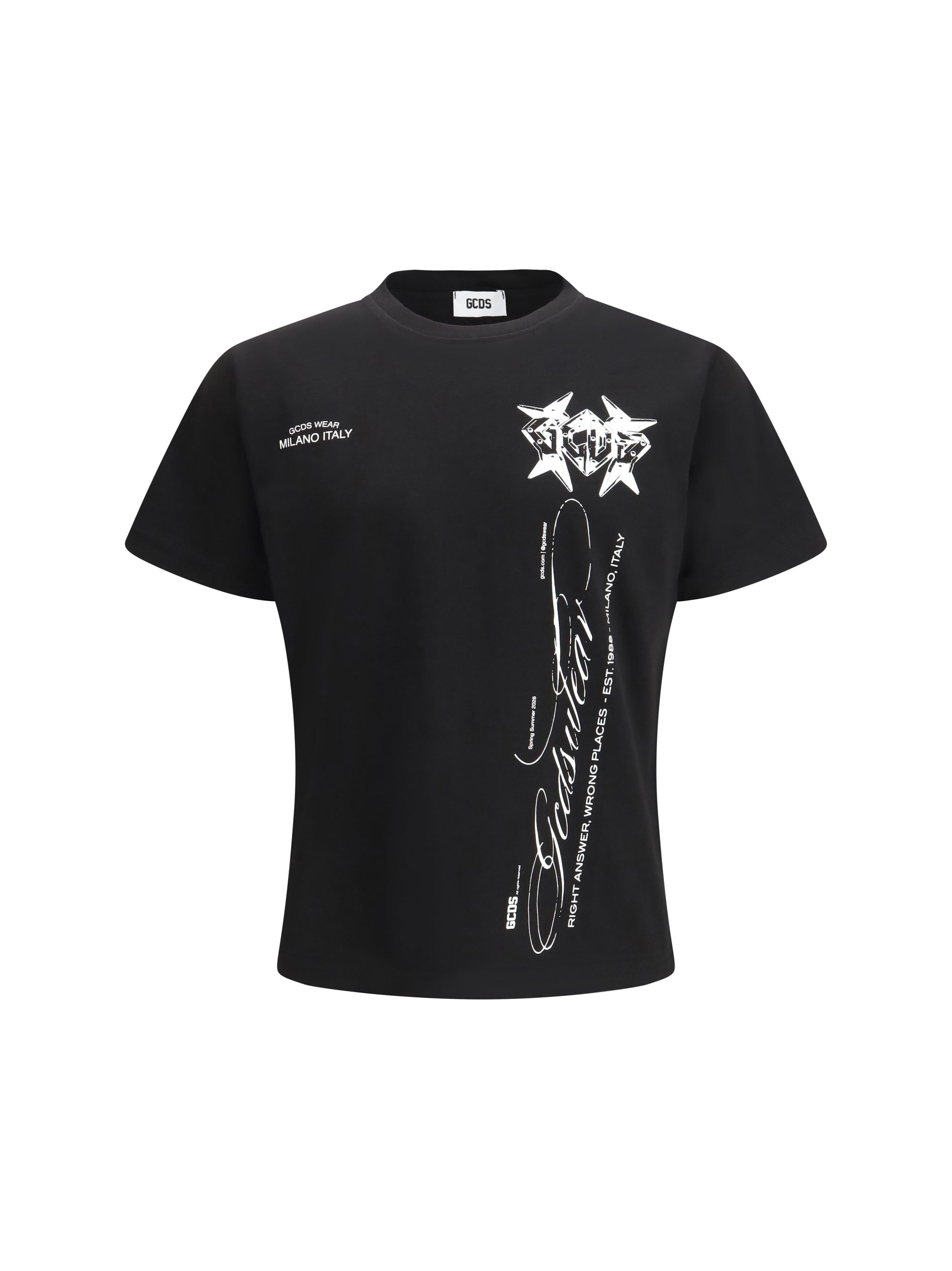 GCDS History Print Cotton T-Shirt — Black