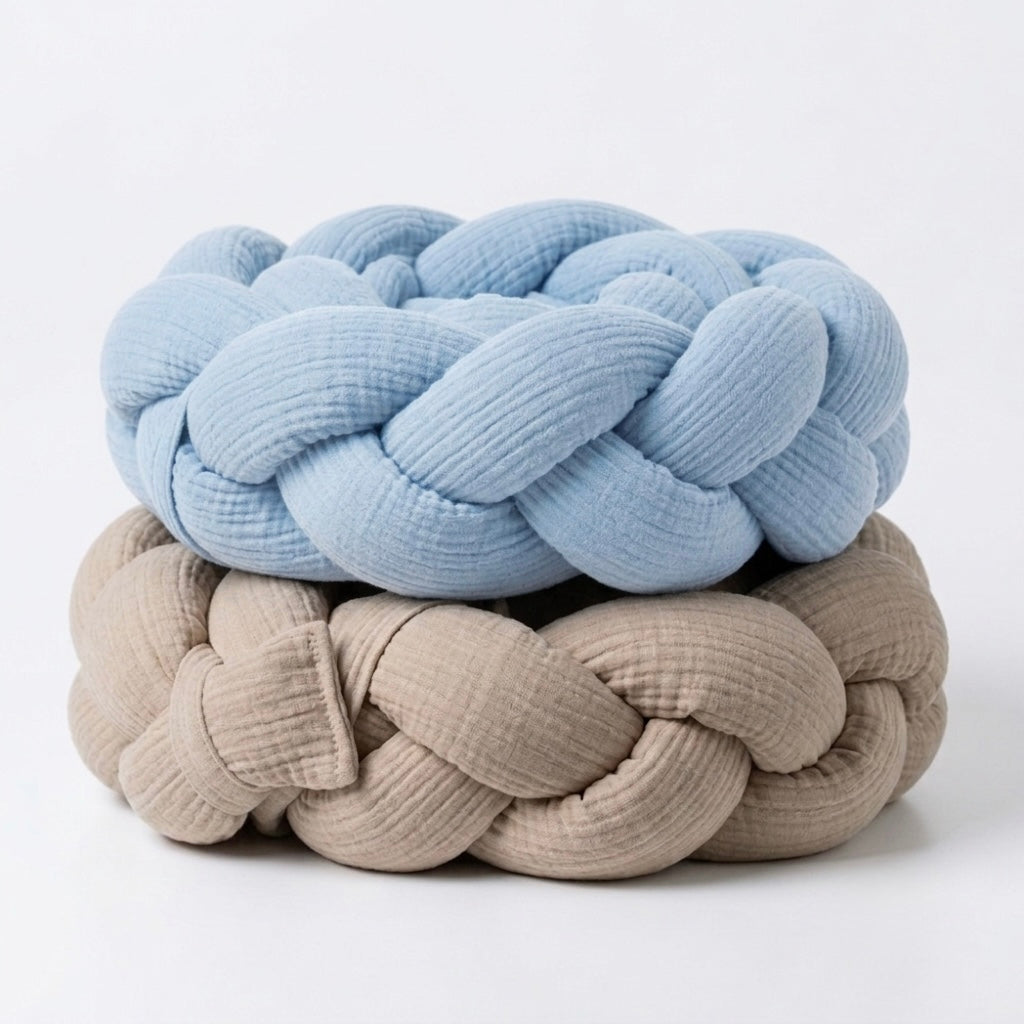 TRENZA PROTECTORA CUNA & CAMA | Muselina Celeste