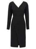 Fendi V-Neck Techno Jersey Dress — Black