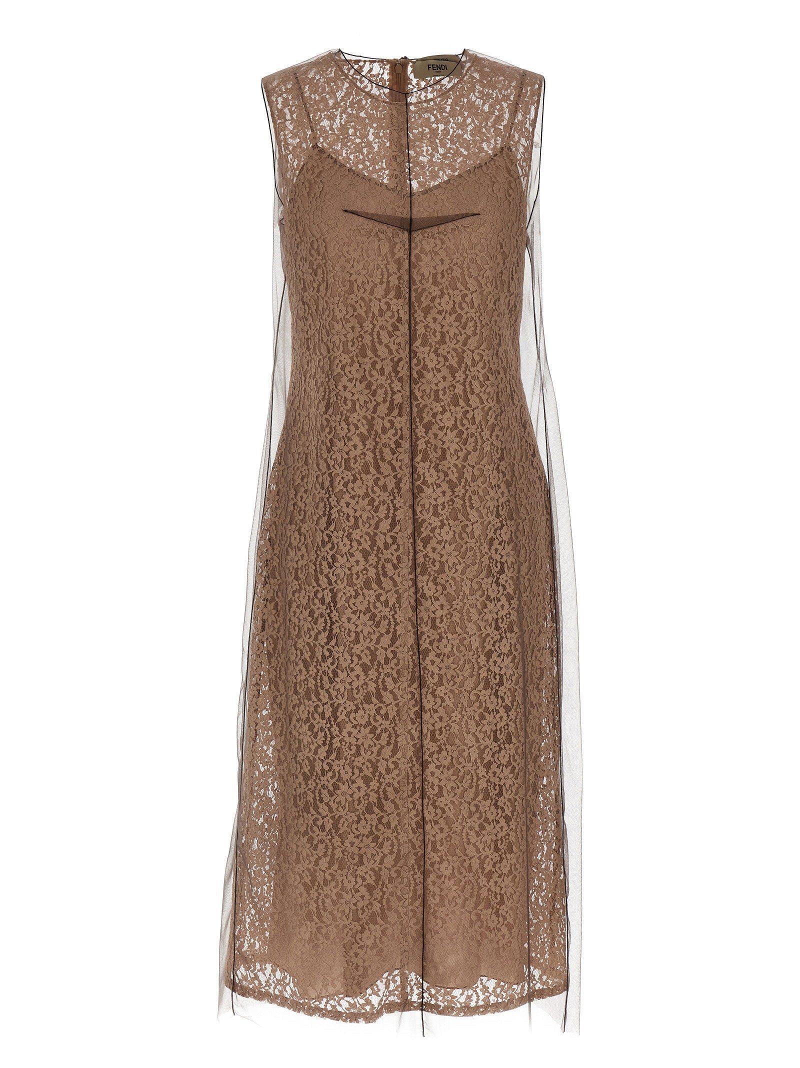 Fendi Floral Lace Dress — Taupe