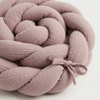 Braided bumper for cot and bed handcrafted PINK MUSLIN 200cm