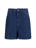 Marine Serre High-Waisted Denim Bermuda Shorts — Navy