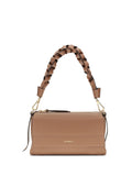 Coccinelle Woven-Handle Calf Leather Shoulder Bag — Cognac