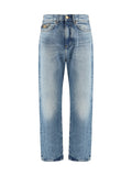 Versace Distressed Stone-Wash Denim Jeans — Blue