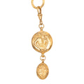 Gold Plated Double Chain Mademoiselle Medallion Pendant Necklace