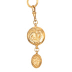 Gold Plated Double Chain Mademoiselle Medallion Pendant Necklace