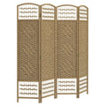 4 Panel Folding Room Divider, Portable Privacy Screen, Wave Fiber, Natural