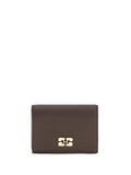 Ganni Grained Leather Card Holder — Brown