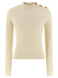 Balmain Ribbed Cashmere and Virgin Wool Sweater — Cream
