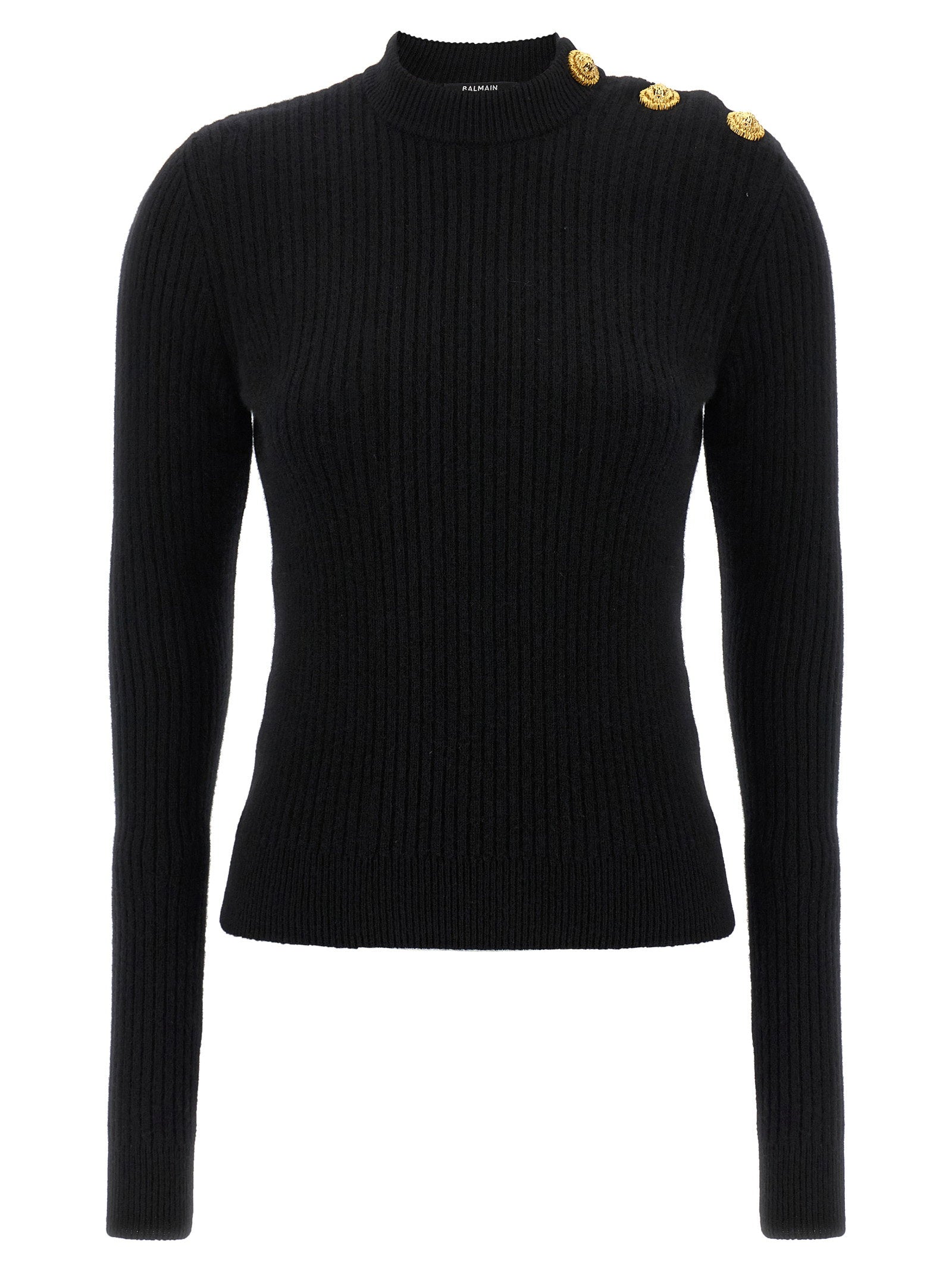 Balmain Ribbed Cashmere and Virgin Wool Sweater — Black