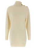 Balmain Wool and Cashmere Turtleneck Dress — Cream