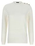 Balmain Stretch Knit Logo Sweater — cream