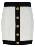 Balmain Two-Tone Crocheted Miniskirt — Cream