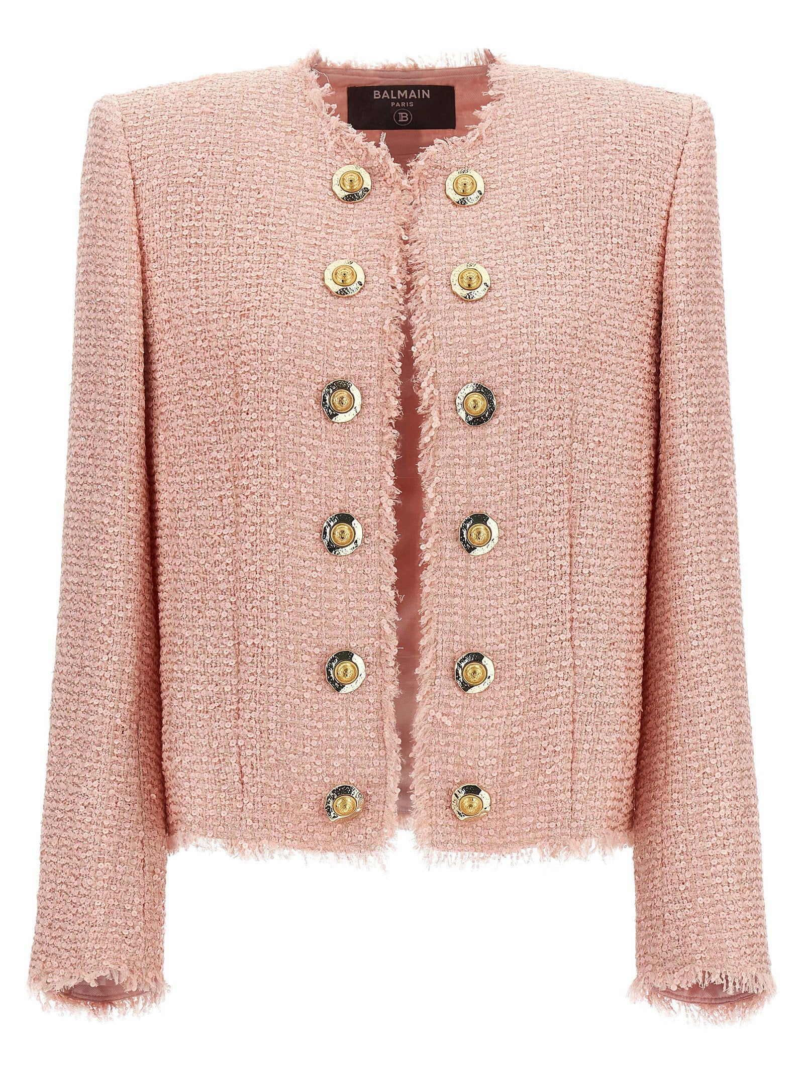 Balmain Sequin Tweed Blazer — Pink