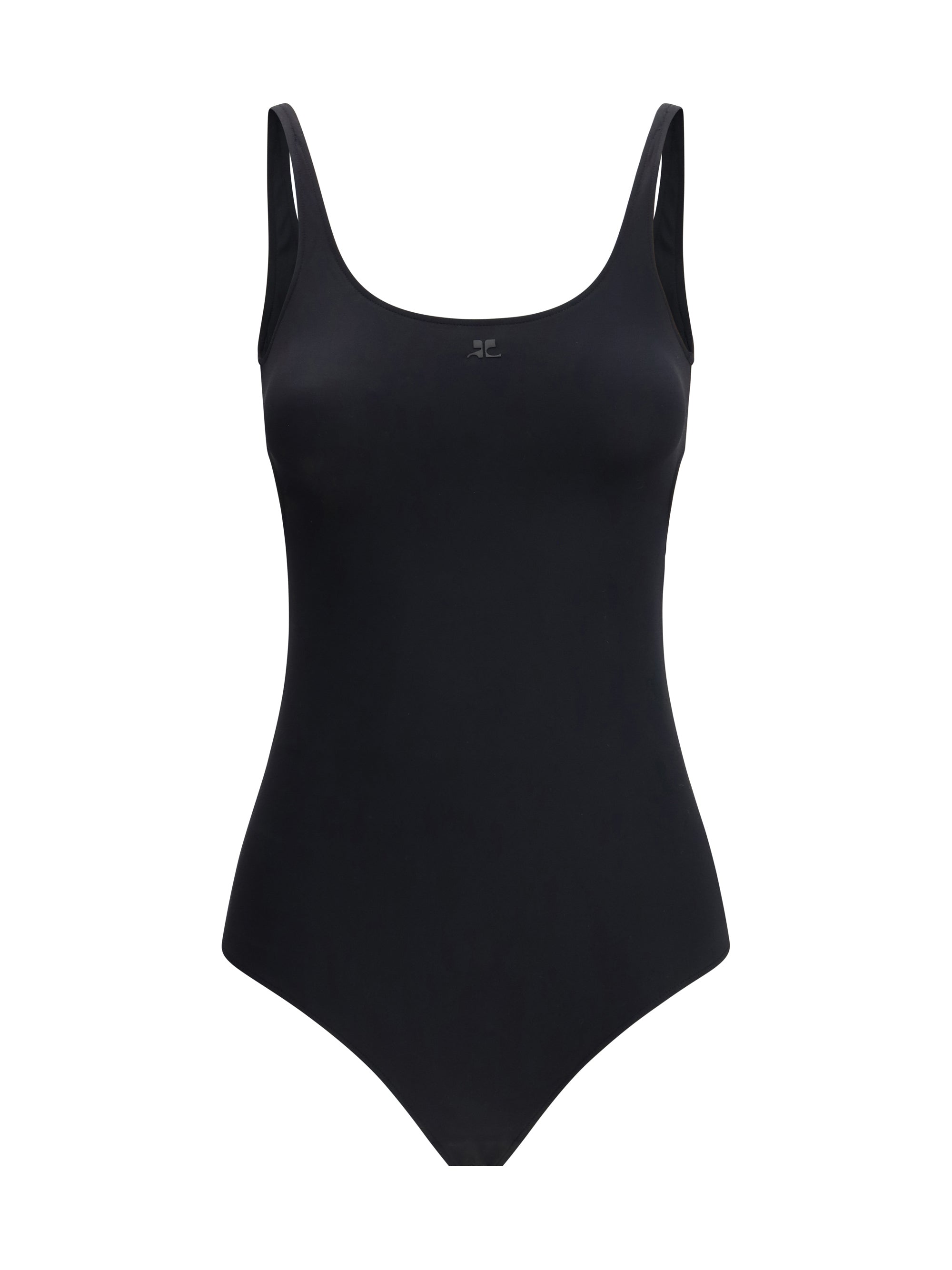 CourrèGes Cut-Out Detail One-Piece Swimsuit — Black