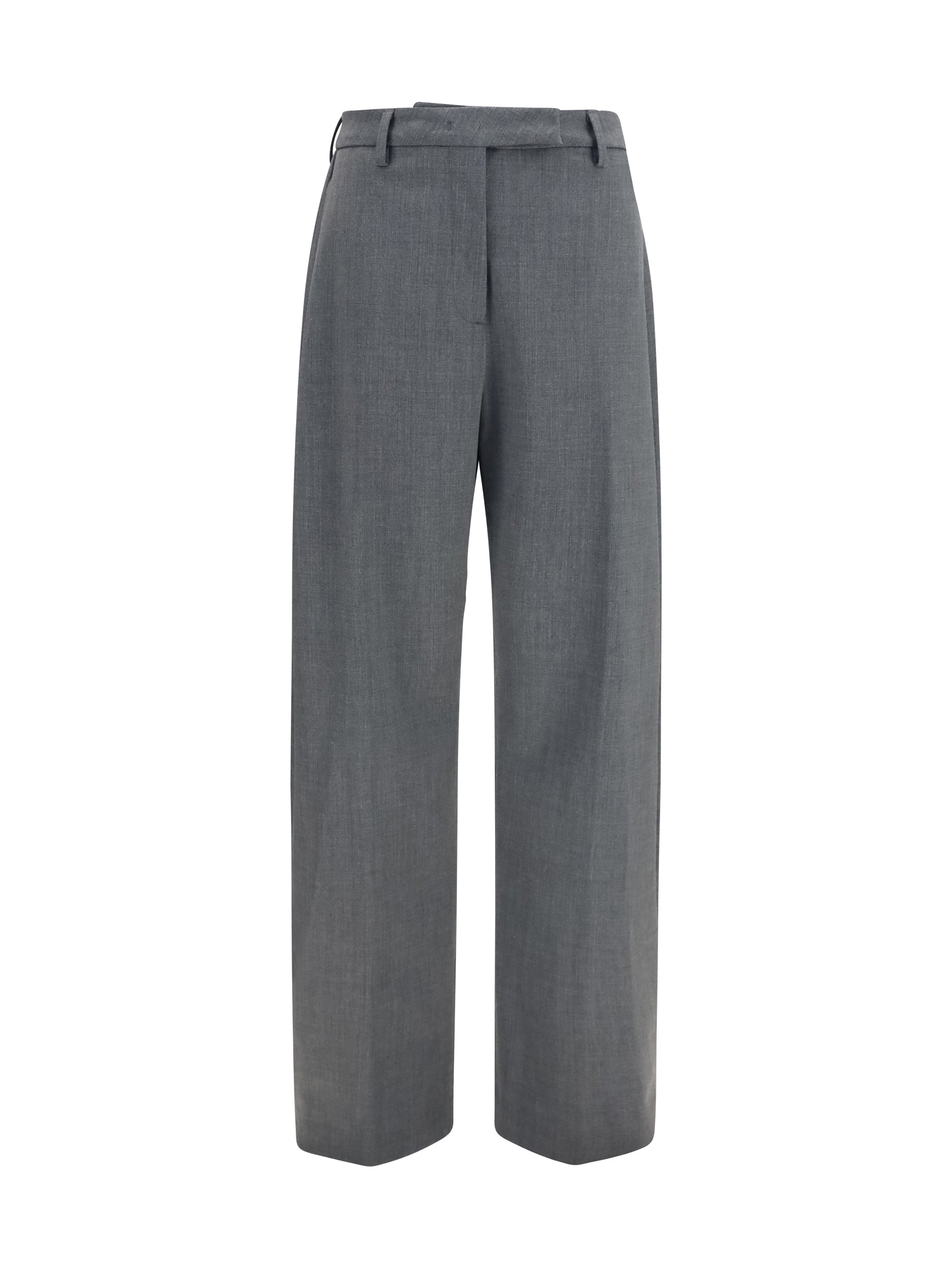 The Latest Wool-Blend Straight-Leg Trousers — Gray