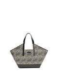 Marni Zebra-Striped Raffia-Effect Tote Bag — Black