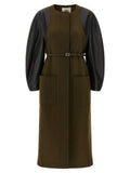 Fendi Wool Felt & Leather Coat — olive