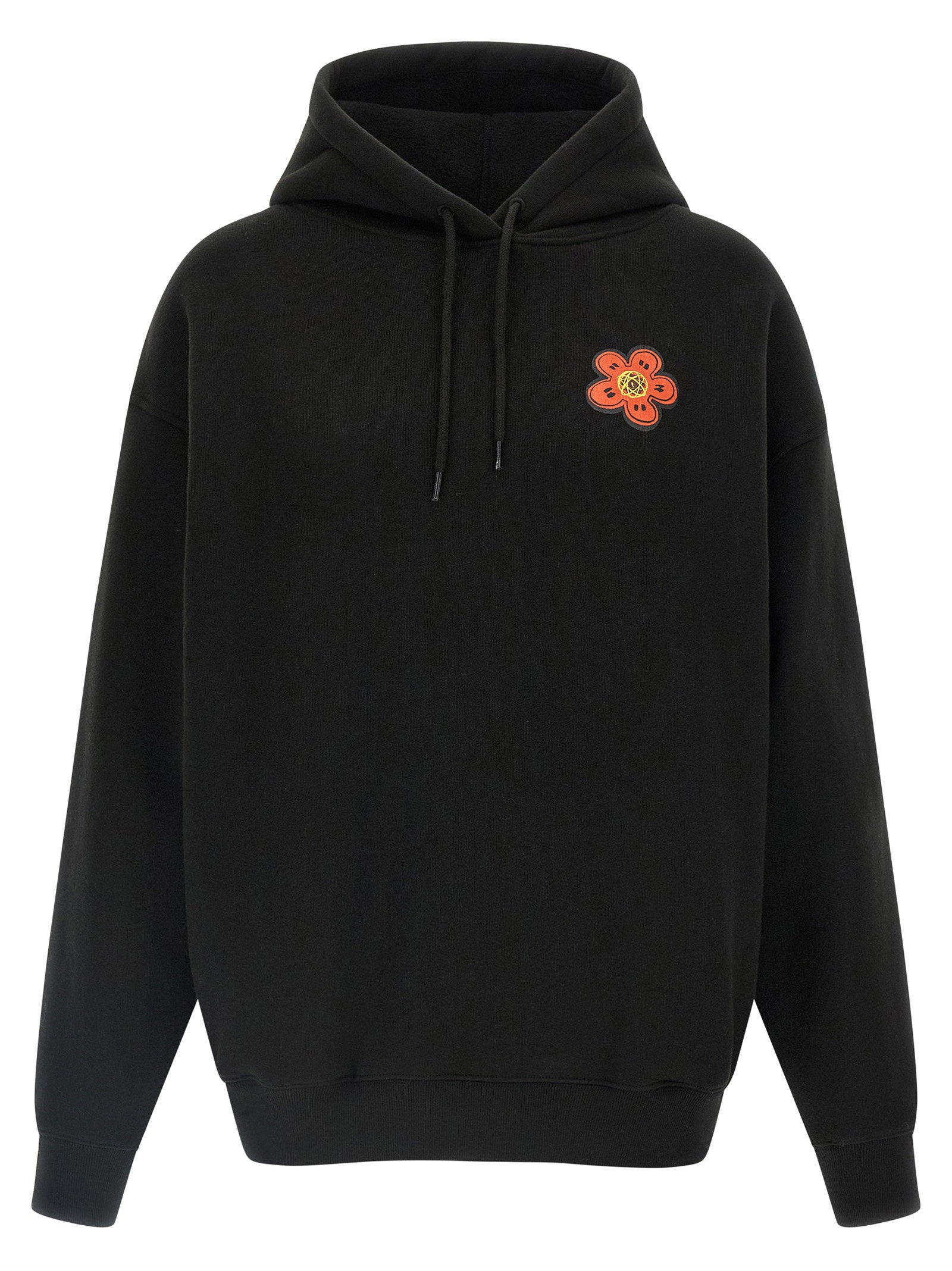 Kenzo Flower-Embroidered Hoodie — Black