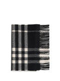 Burberry Embroidered Cashmere Check Scarf — Black
