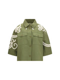 Max Mara Weekend Lace-Embroidered Cotton Jacket — Green