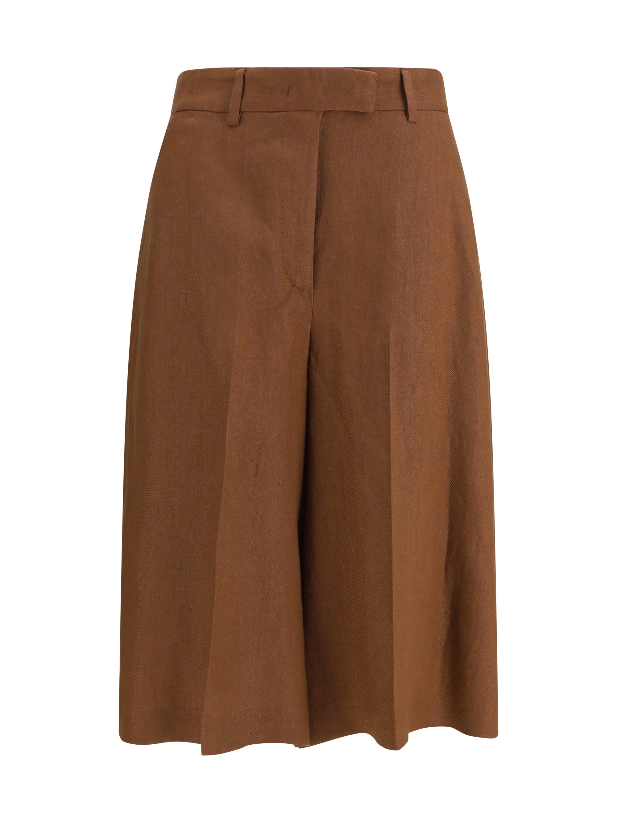 Lardini Pleated Twill Bermuda Shorts — Brown