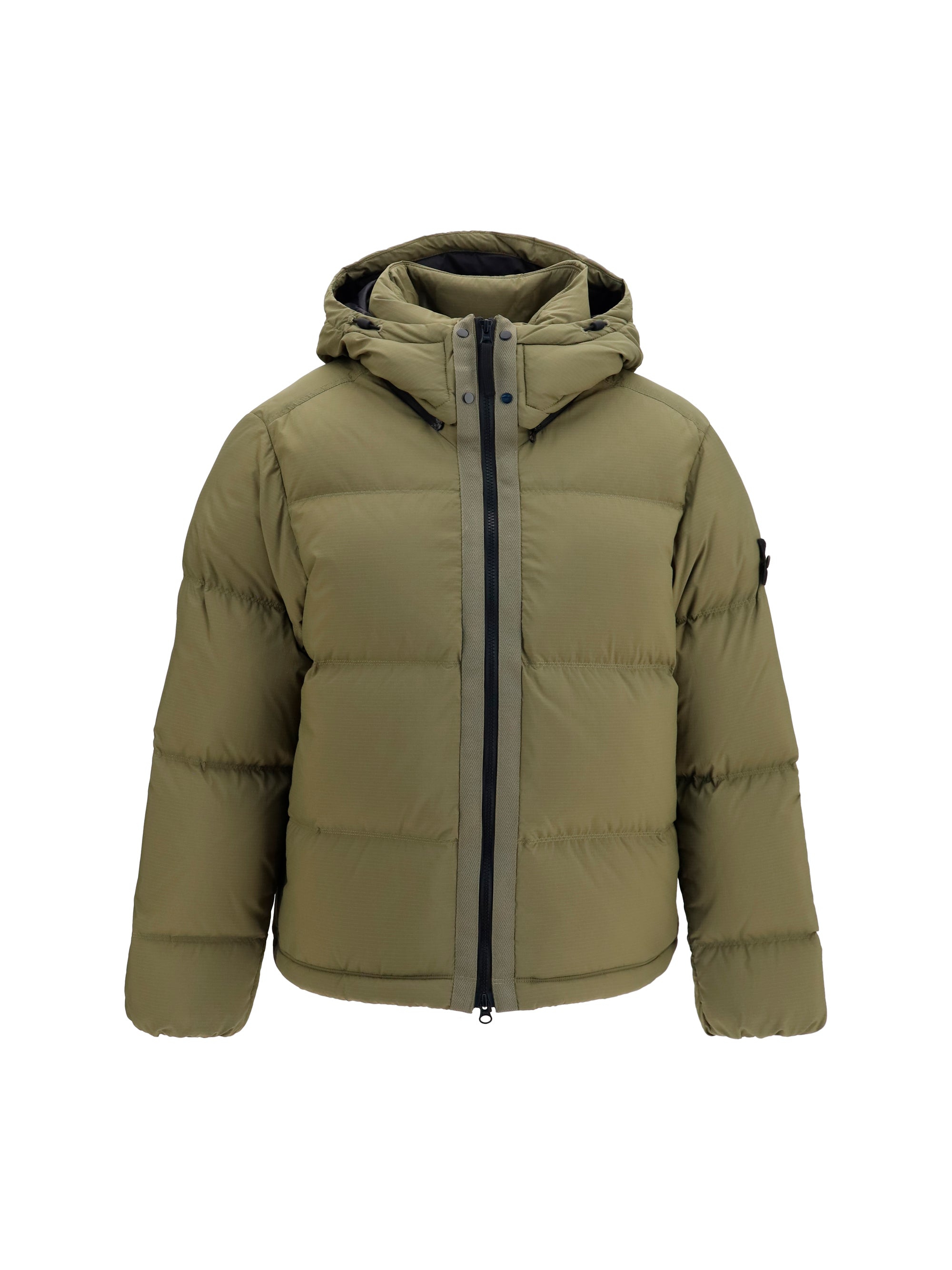Stone Island Detachable Hood Down Jacket — Green