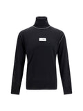 MM6 Maison Margiela Logo-Patch Merino Wool Turtleneck Sweater — Black