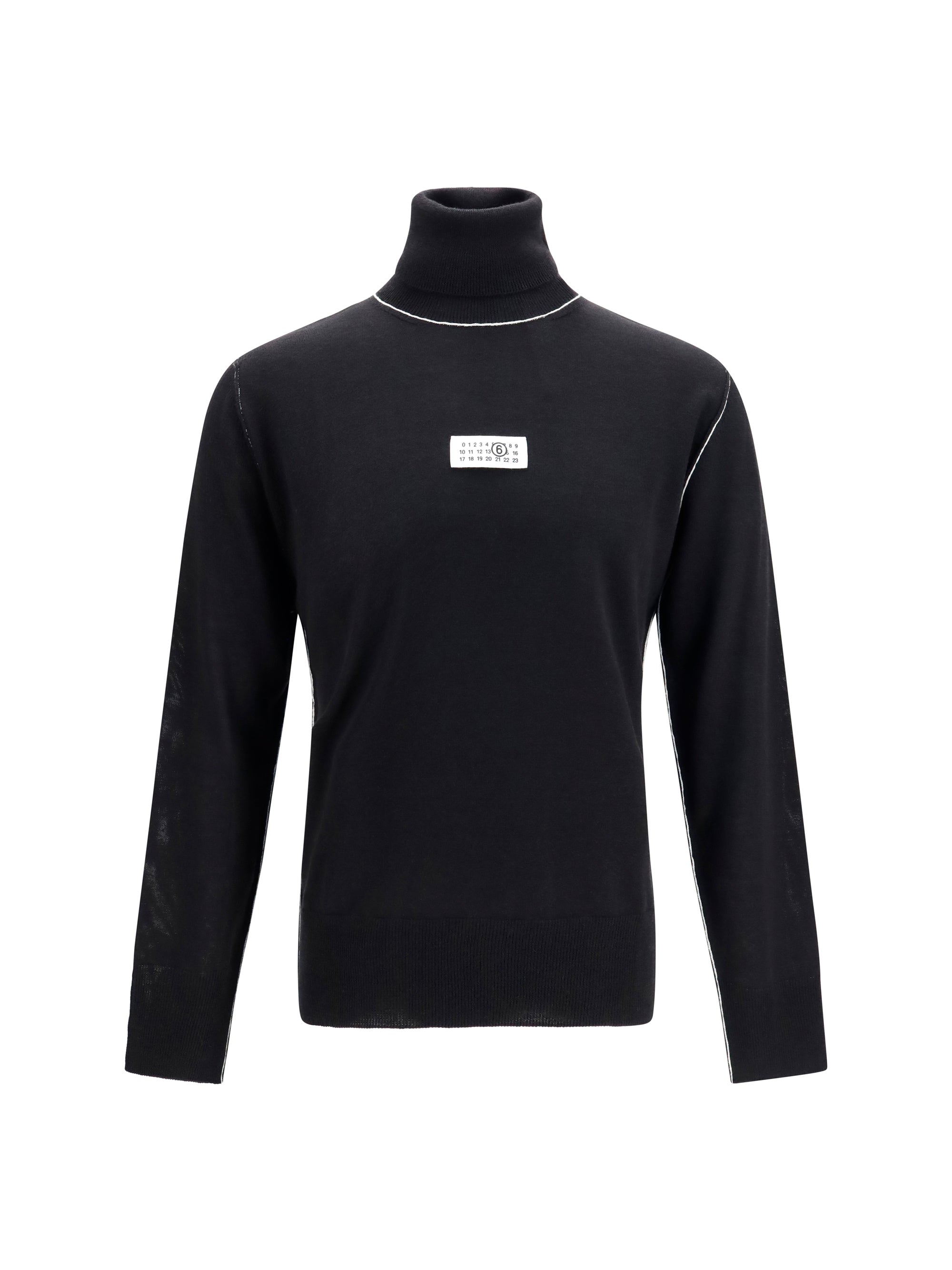 MM6 Maison Margiela Logo-Patch Merino Wool Turtleneck Sweater — Black