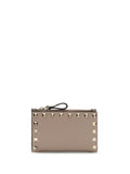 Valentino Garavani Rockstud Zip Wallet — Beige