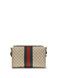 Gucci GG Canvas with Web Stripe Shoulder Bag — Beige
