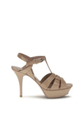Saint Laurent Tribute Heel Sandal — Beige