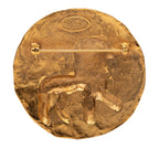 CC Gold Plated Round Lion Brooch