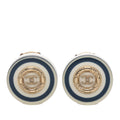 Gold Plated CC Resin Button Clip on Earrings
