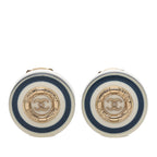 Gold Plated CC Resin Button Clip on Earrings