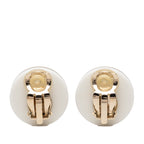 Gold Plated CC Resin Button Clip on Earrings