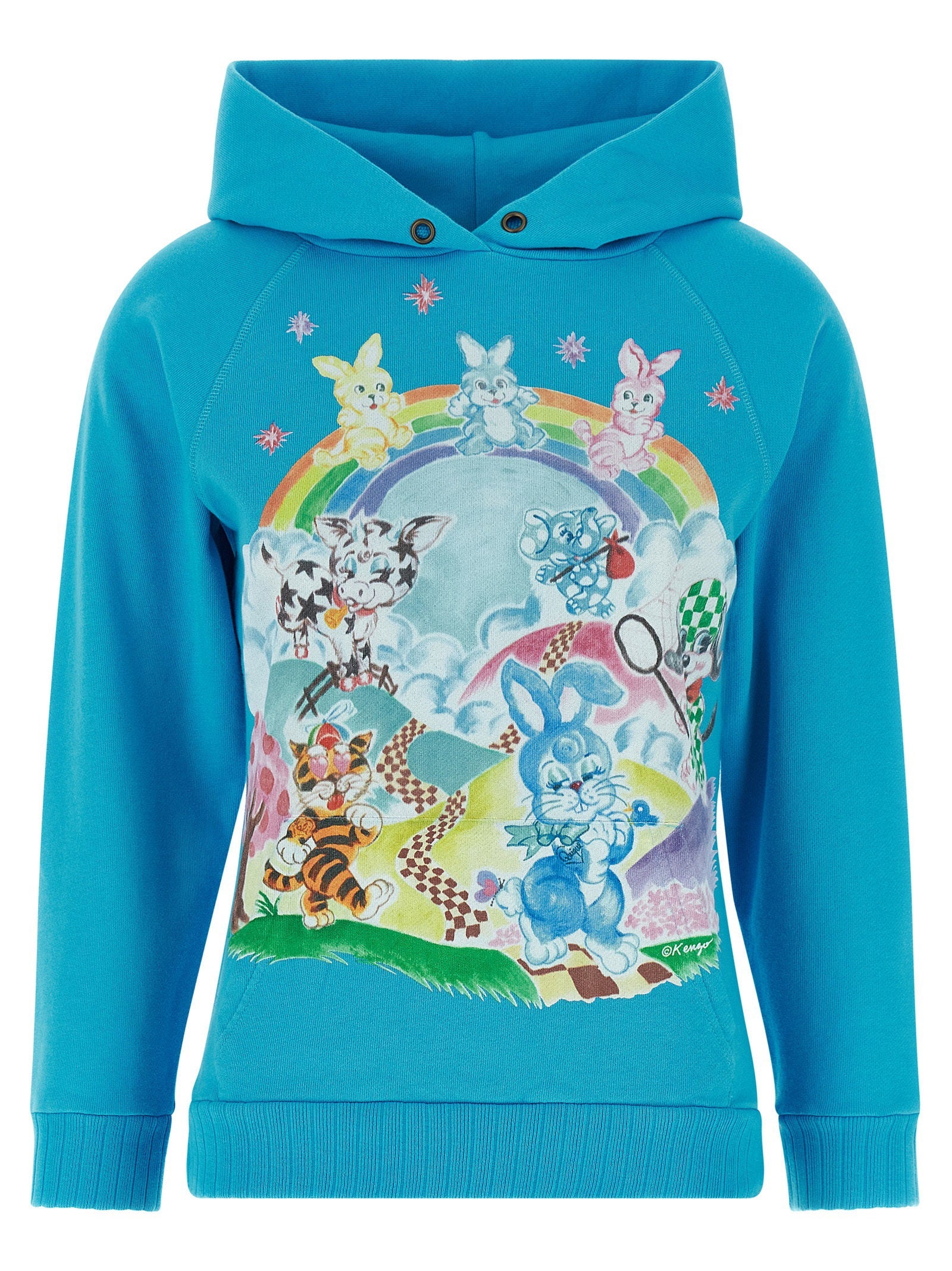 Kenzo Cartoon Graphic Hoodie — Turquoise