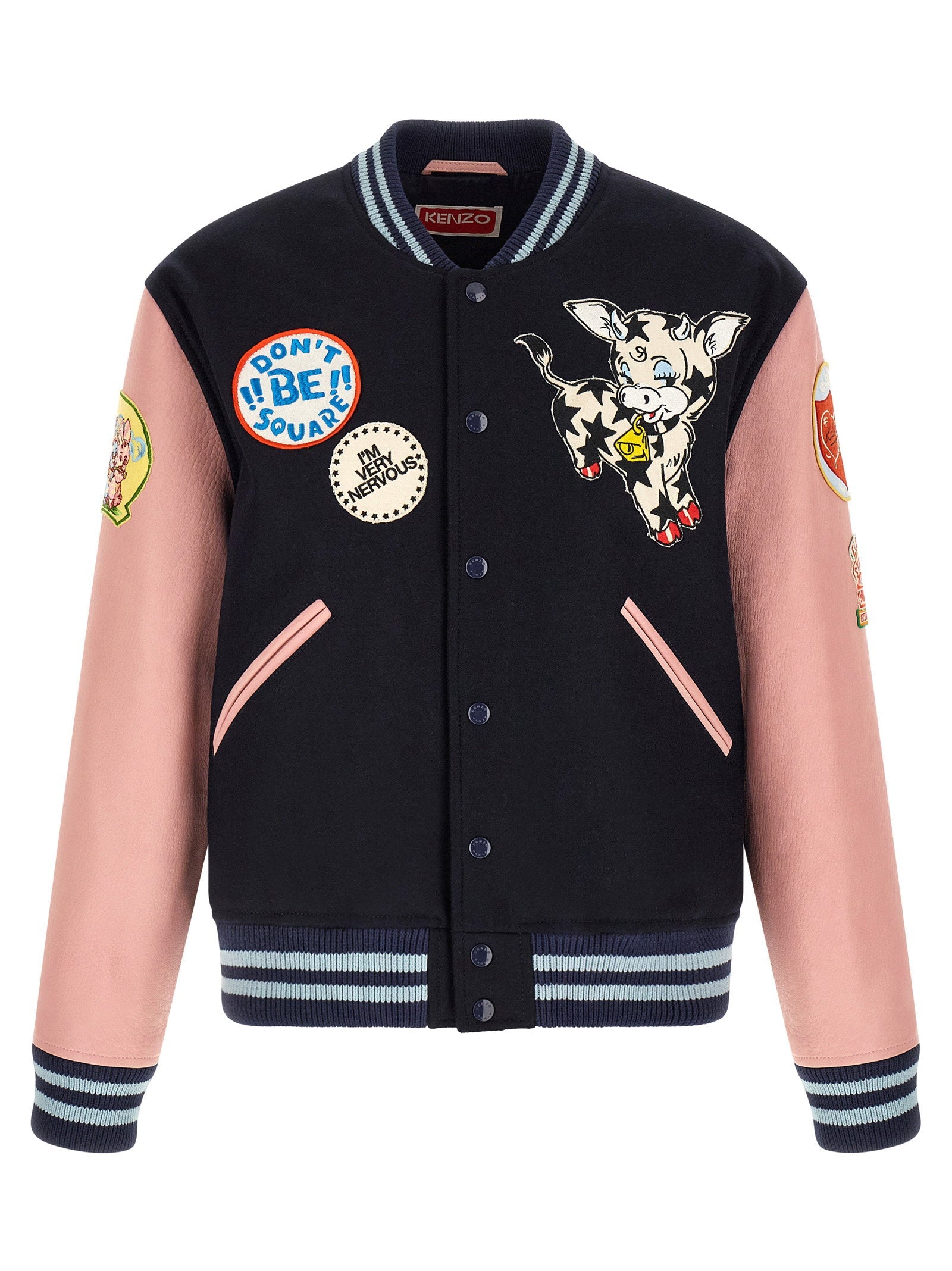Kenzo Embroidered Badges Wool Jacket — Navy