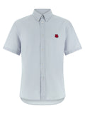 Kenzo Boke Flower Crest Oxford Shirt — Light blue