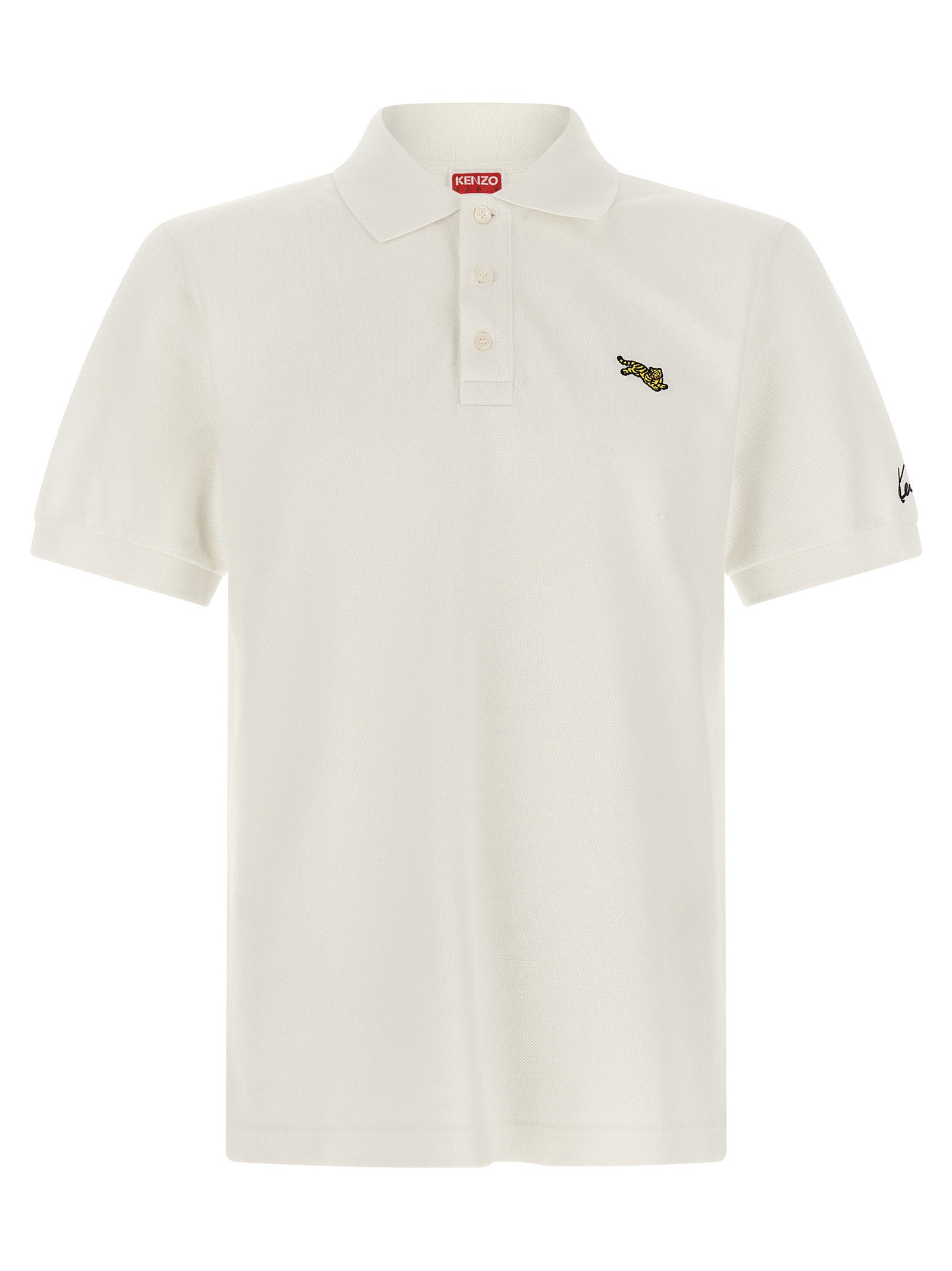 Kenzo Embroidered Tiger Logo Polo — White